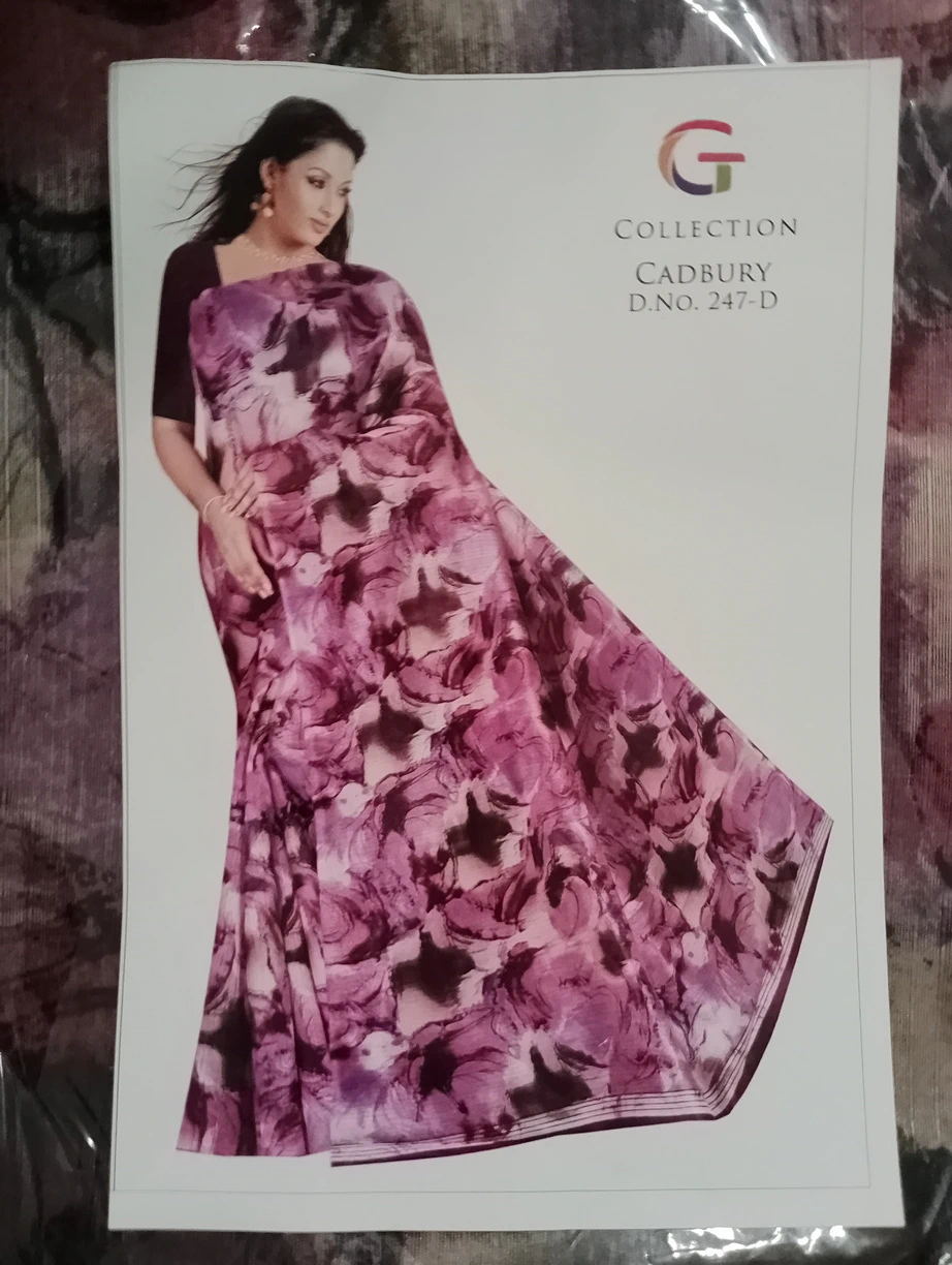 Cotton Silk Abstract Floral Saree - Cadbury - Magenta Pink Mix
